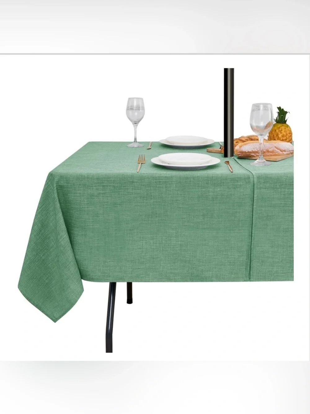 OUTDOOR Tablecloth with Umbrella Hole & Matching Zipper 70x52” SAGE GREEN